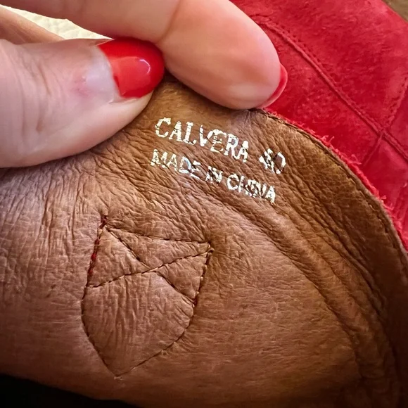 Free People x Jeffrey Campbell Red Suede Calvera Western Boots Sz 40 - Picture 8 of 9